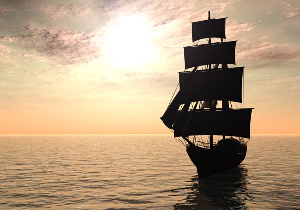 Golden Sailing Ship anime wallpaper