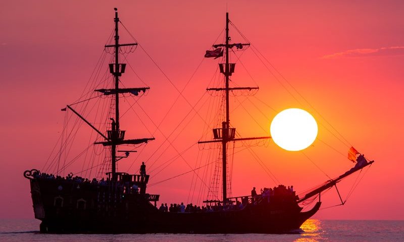 Crimson Sailing Ship