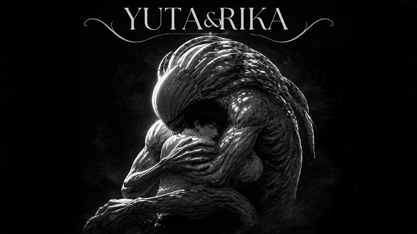 Yuta & Rika — Storm Embrace anime wallpaper