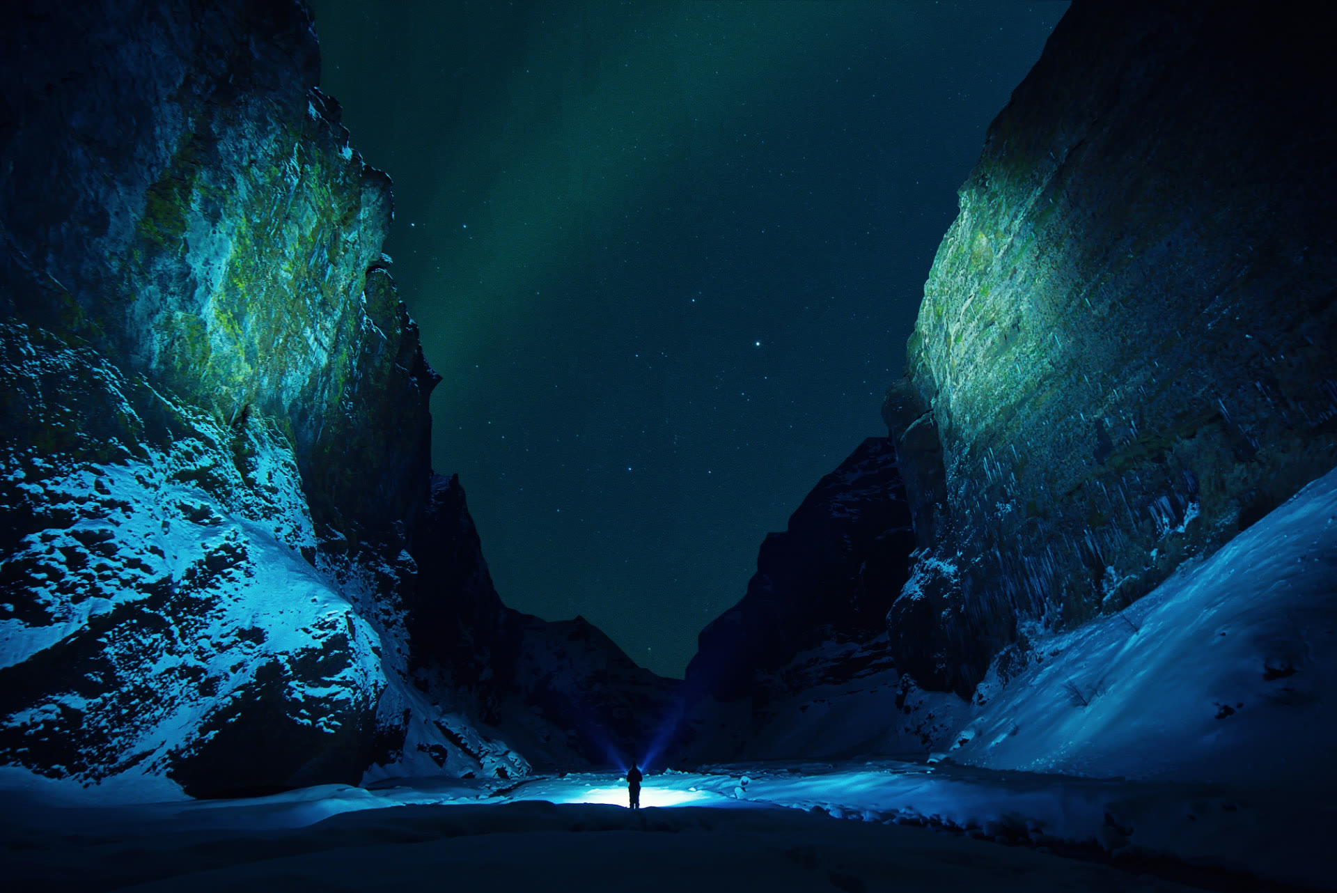 Ice Canyon Under Stars