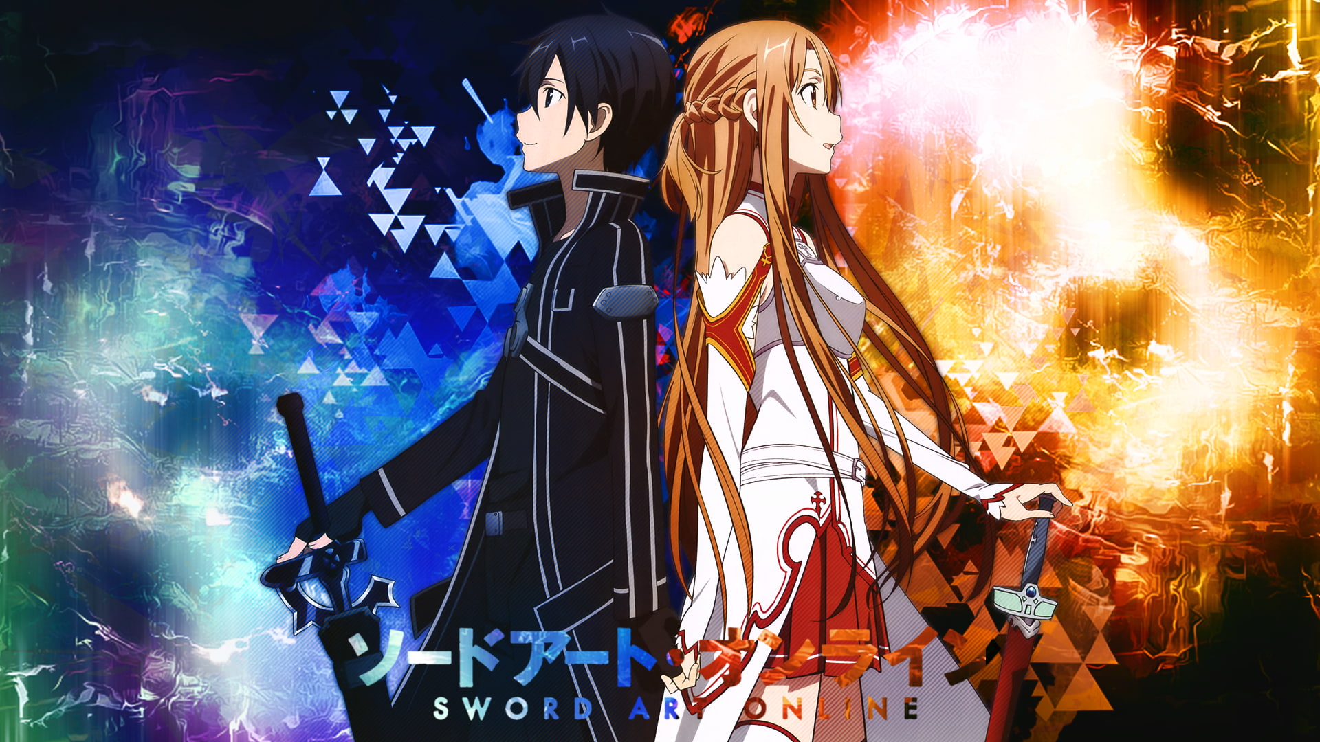 Kirito & Asuna — Neon Burst anime wallpaper