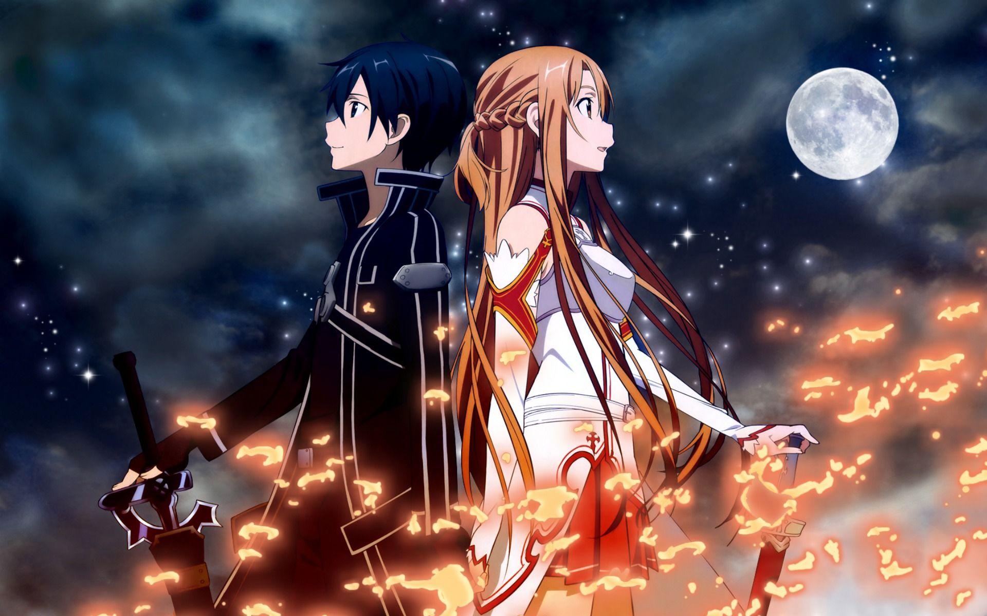 Kirito & Asuna — Moonlit Flames